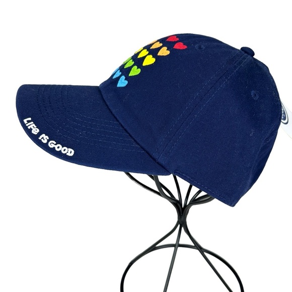 LIFE IS GOOD Unisex Classic Baseball Cap Pride Heart Stack 100% Cotton - Picture 2 of 11